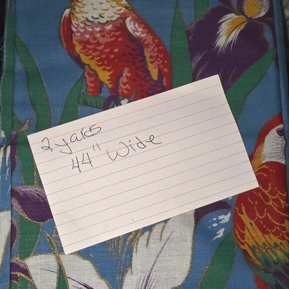 Vintage Fabric Tropical Parrot & Orchid Print 2 Yards 44" Wide Cotton Material - Picture 3 of 3